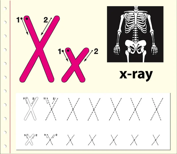 Lettre X traçage alphabet feuilles de calcul — Image vectorielle