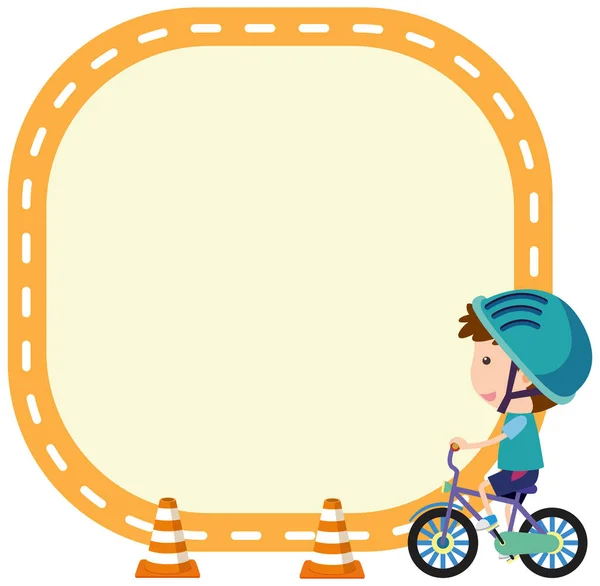 Pojke ridning cykel på NOTE mall — Stock vektor