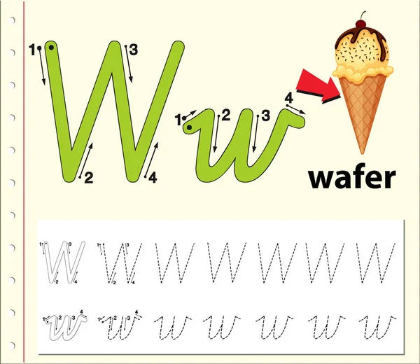 Літера W трасування таблиць алфавітів — стоковий вектор