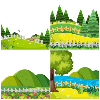 Bahçe doğa manzara seti