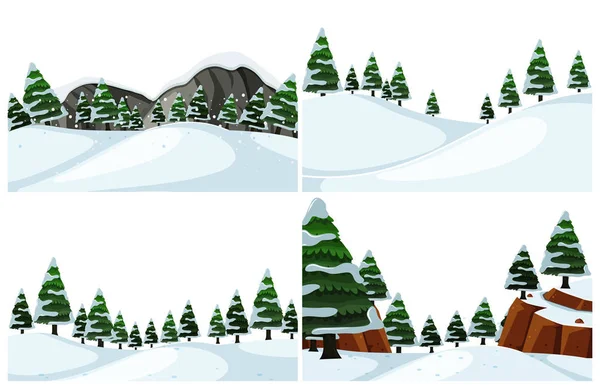 Set van koude winter landschap — Stockvector