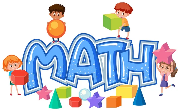 Gruppo di bambini sull'icona della matematica — Vettoriale Stock