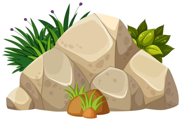 Una roccia naturale su sfondo bianco — Vettoriale Stock