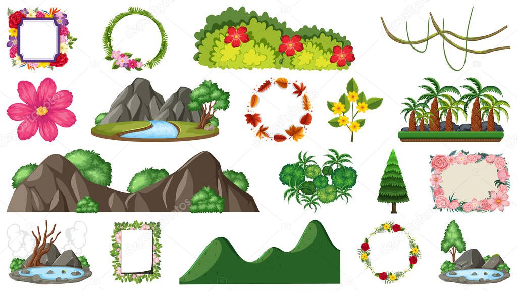 Set of nature objects