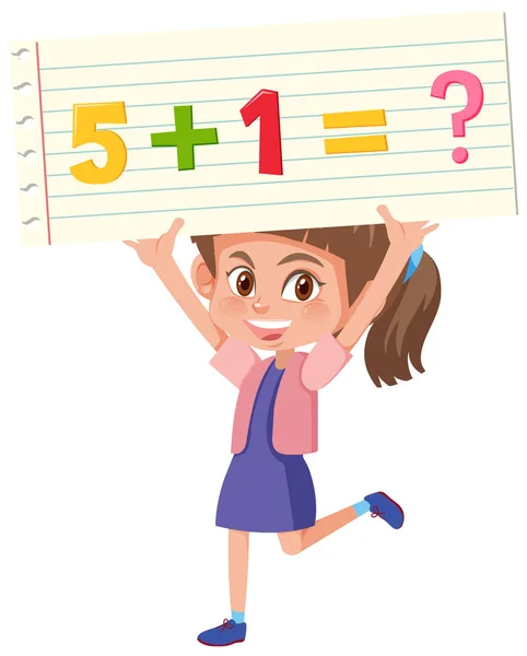 Κορίτσι κρατώντας μαθηματικά πρόβλημα — Διανυσματικό Αρχείο