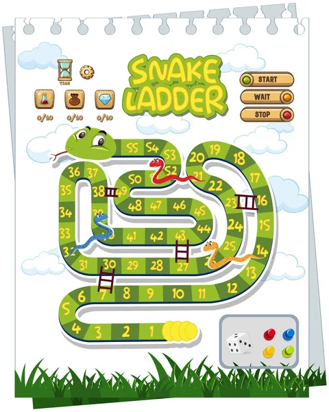 Um modelo de jogo de tabuleiro de cobra — Vetor de Stock