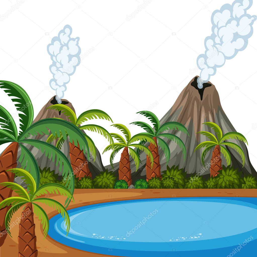 A volcano island landscape