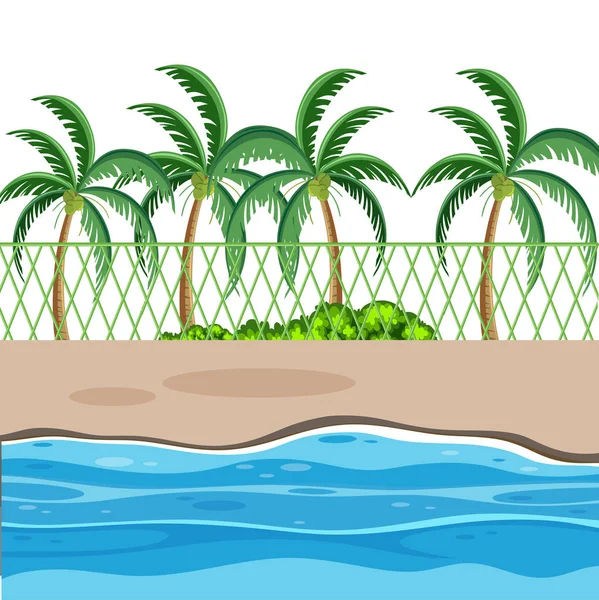 Una escena de naturaleza de playa — Vector de stock