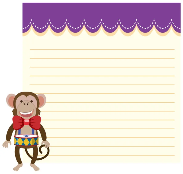 Circus monkey on note template — Stock Vector