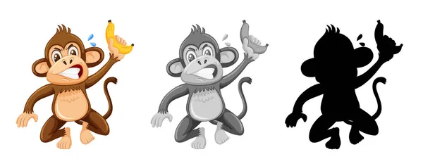 Conjunto de personagem macaco irritado —  Vetores de Stock