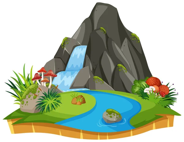 Cascada de naturaleza escena aislada — Vector de stock