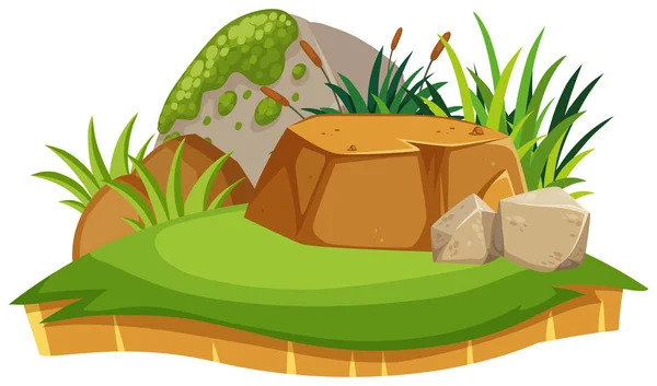 Pequenas rochas e plantas isoladas — Vetor de Stock