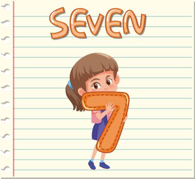 Yedi numaralı şablonu tutan bir kız