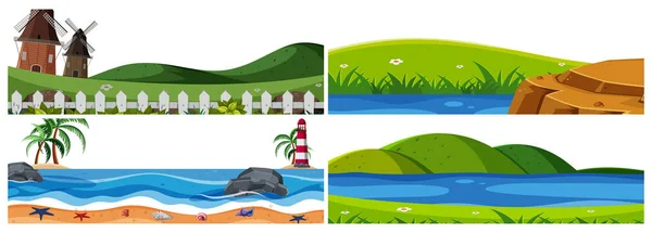 Set van natuur landschap — Stockvector