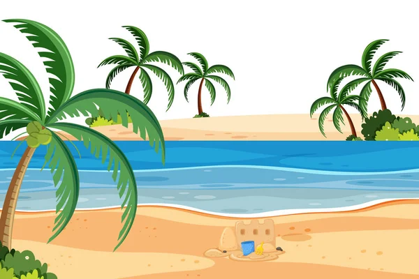 Un paisaje de playa de verano — Vector de stock