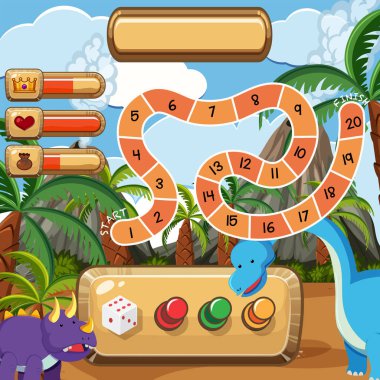 Boardgame şablonundaki dinozorlar