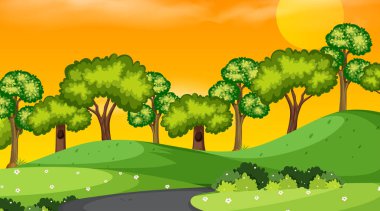 Gün batımında basit bir doğa sahnesi