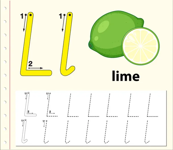 Carta L que traça planilhas do alfabeto — Vetor de Stock