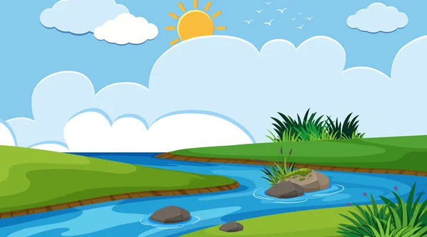 Una simple escena fluvial — Vector de stock