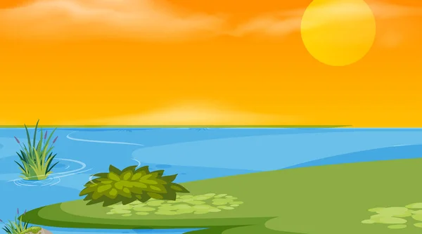 Une scène de nature coucher de soleil — Image vectorielle