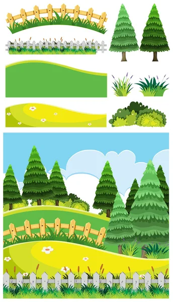 Conjunto de elementos naturales — Archivo Imágenes Vectoriales