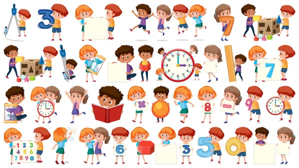 Conjunto de niños matemáticos — Vector de stock