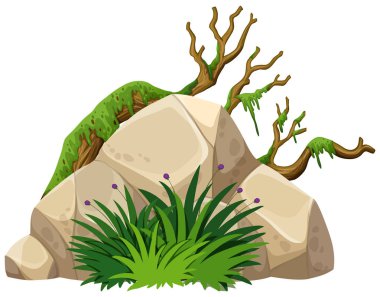 Beyaz arka plan üzerinde bir doğa kaya