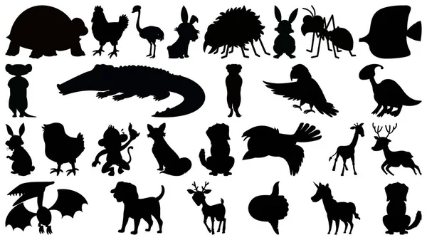 Set of silhouette animal — Stock Vector