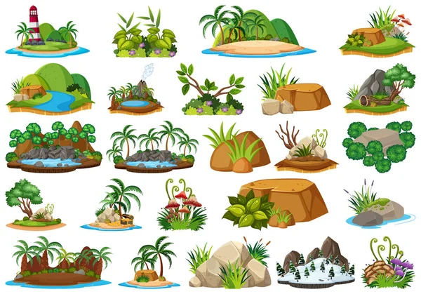 Conjunto de isla naturaleza — Archivo Imágenes Vectoriales