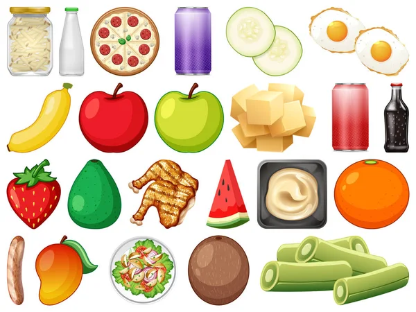 Conjunto de alimentos diferentes — Vector de stock