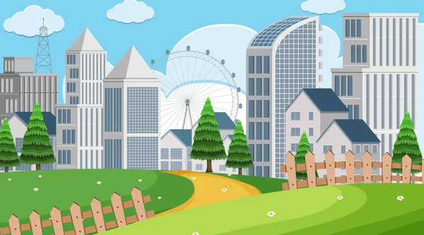 Binalarla park sahnesi