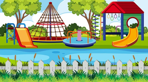 Parque infantil en la escena del parque — Vector de stock