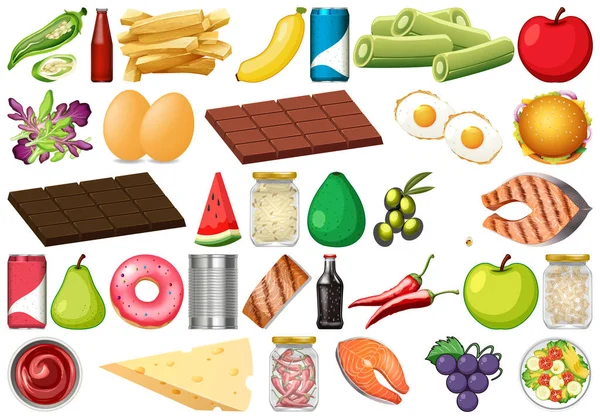 Set of different foods — Stock Vector