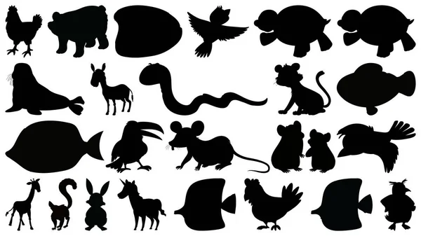 Ensemble d'animaux de silhouette — Image vectorielle