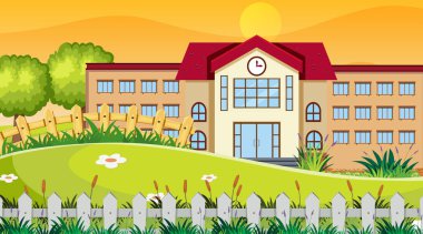 Okul ile bir açık hava sahnesi