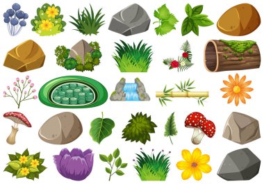 İzole nesneler tema kümesi - bahçe