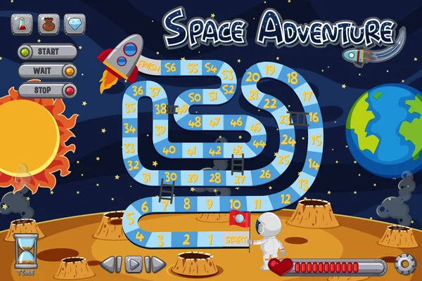 Šablona pro Boardgame s astronautem na měsíci — Stockový vektor