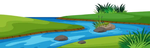 Fondo paisajístico con río en parque — Vector de stock