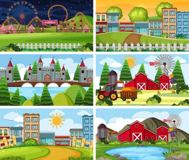 Ahır da dahil olmak üzere açık sahne bir dizi