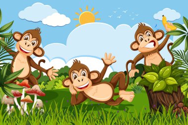 Doğa sahnesinde Monekys
