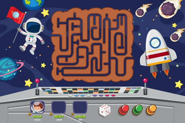 Szablon gry puzzle z Spaceman w nocy — Wektor stockowy