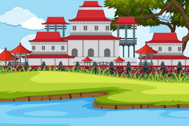 Asya kalesi ile bir açık hava sahnesi