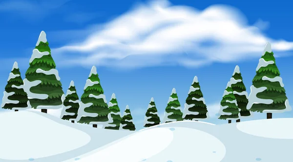 Paysage conception de fond de neige sur les arbres — Image vectorielle