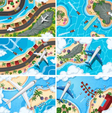 Havadan izleme sahneleri seti