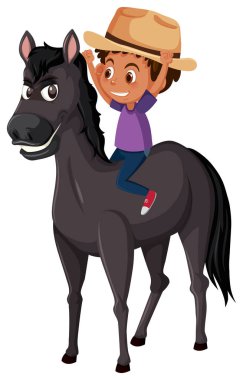 Siyah ata binen çocuk