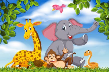 Doğa sahnesinde sevimli hayvanlar