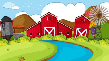 Çiftlik ile bir açık hava sahnesi