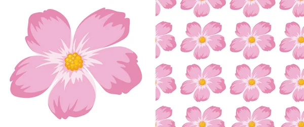 白の花のシームレスなパターン — ストックベクタ