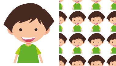 Basit çocuk karakterleri beyaz üzerinde sorunsuz bir desen