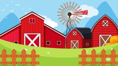 Çiftlik ile bir açık hava sahnesi